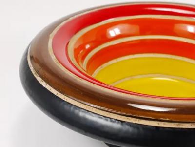 Aldo Londi Aldo Londi Bitossi Striped Mid Century Ceramic Centerpiece Bowl Italy 1960s