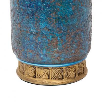 Aldo Londi Aldo Londi Bitossi Table Lamp Ceramic Blue Gold Cinese Signed