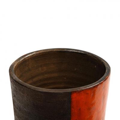 Aldo Londi Aldo Londi Bitossi Vase Ceramic Mondrian Yellow Orange Brown Signed