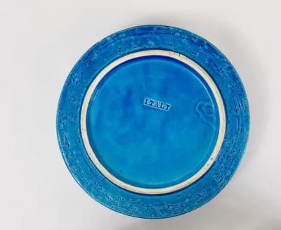 Aldo Londi Aldo Londi Bitossi Very Large Round Rimini Blue Glazed Midcentury Ashtray 1950s