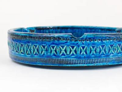 Aldo Londi Aldo Londi Bitossi Very Large Round Rimini Blue Glazed Midcentury Ashtray 1950s