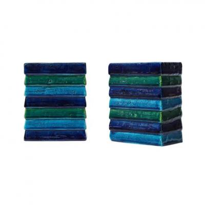 Aldo Londi Aldo Londi Bitossi for Raymor Cordova Bookends Ceramic Blue Green Signed