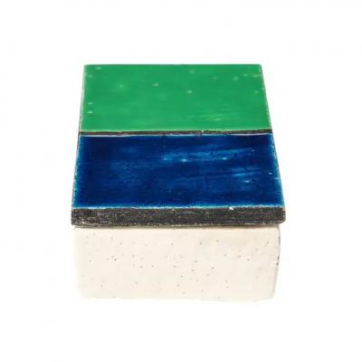 Aldo Londi Aldo Londi Box Mondrian Ceramic Blue Green Black Signed Rosenthal Netter