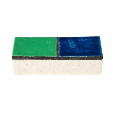 Aldo Londi Aldo Londi Box Mondrian Ceramic Blue Green Black Signed Rosenthal Netter