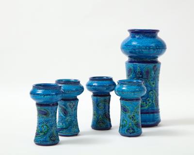 Aldo Londi Aldo Londi For Bitossi Vase With Four Matching Candle Holders