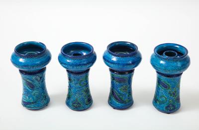 Aldo Londi Aldo Londi For Bitossi Vase With Four Matching Candle Holders