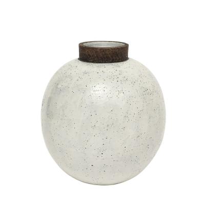 Aldo Londi Aldo Londi Raymor Bitossi Ball Vase Ceramic White Brown Signed Italy 1960s