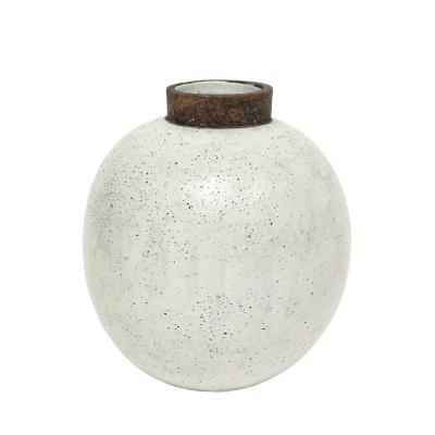 Aldo Londi Aldo Londi Raymor Bitossi Ball Vase Ceramic White Brown Signed Italy 1960s