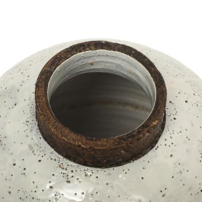 Aldo Londi Aldo Londi Raymor Bitossi Ball Vase Ceramic White Brown Signed Italy 1960s