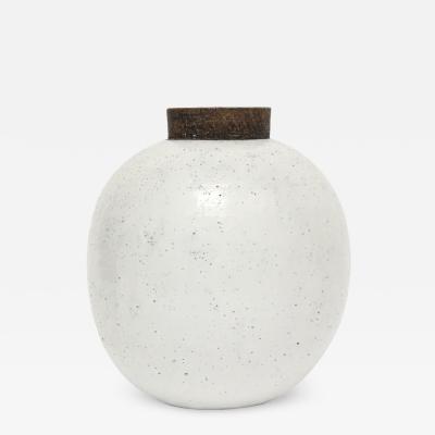Aldo Londi Aldo Londi Raymor Bitossi Ball Vase Ceramic White Brown Signed Italy 1960s