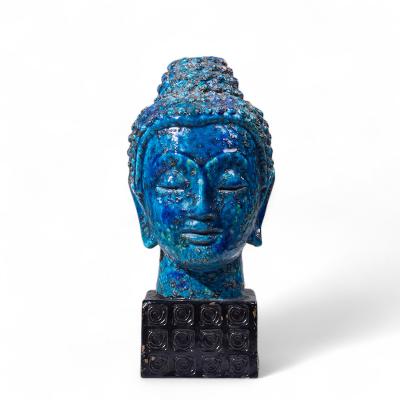 Aldo Londi Aldo Londi for Bitossi Mid Century Blue Buddha Bust