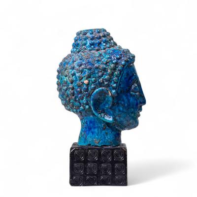 Aldo Londi Aldo Londi for Bitossi Mid Century Blue Buddha Bust