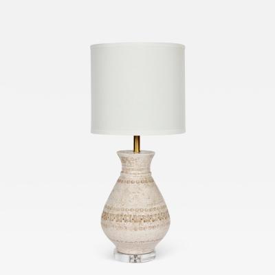 Aldo Londi Aldo Londi for Bitossi Off White Imprinted Glazed Ceramic Table Lamp
