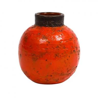 Aldo Londi Aldo Londi for Bitossi Vase Ceramic Orange Brown Signed