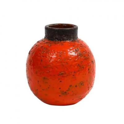 Aldo Londi Aldo Londi for Bitossi Vase Ceramic Orange Brown Signed