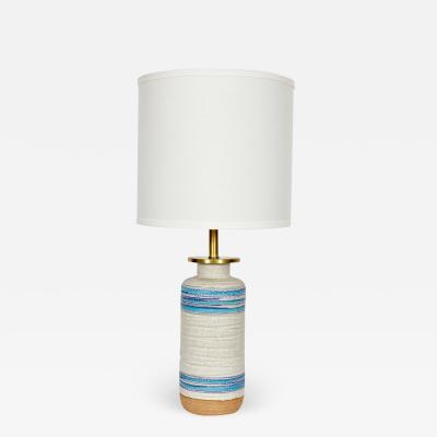 Aldo Londi Aldo Londi for Rosenthal Netter Cream Table Lamp with Blue Stripes 1950s