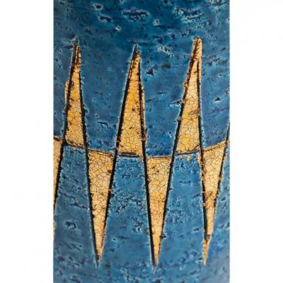 Aldo Londi Bitossi Vase Ceramic Blue Gold Geometric Signed