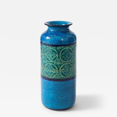 Aldo Londi Blue and Green Glazed Ceramic Vase by Aldo Londi for Bitossi Italy c 1960
