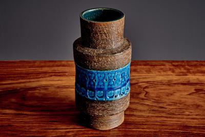 Aldo Londi Ceramic Vase with blue glazed Motif by Aldo Londi for Bitossi