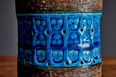 Aldo Londi Ceramic Vase with blue glazed Motif by Aldo Londi for Bitossi