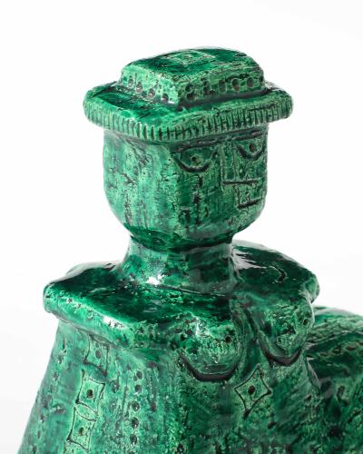 Aldo Londi Green Ceramic Therianthrope Sculpture by Aldo Londi for Bitossi Italy c 1960