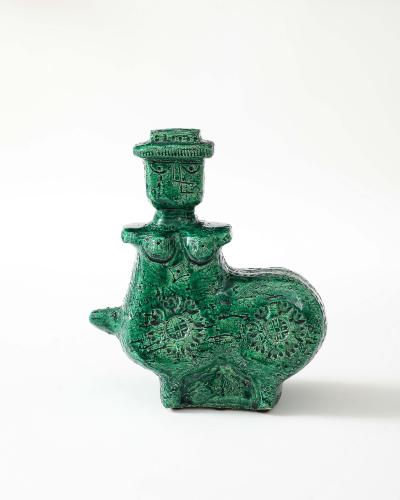 Aldo Londi Green Ceramic Therianthrope Sculpture by Aldo Londi for Bitossi Italy c 1960