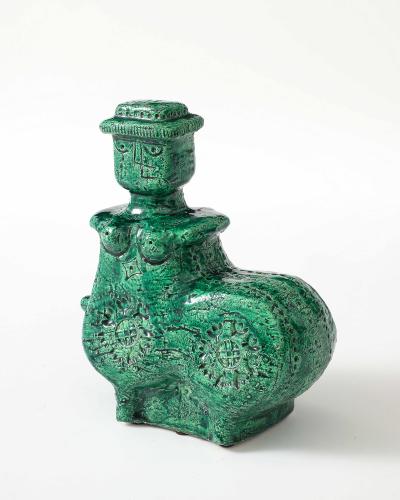 Aldo Londi Green Ceramic Therianthrope Sculpture by Aldo Londi for Bitossi Italy c 1960