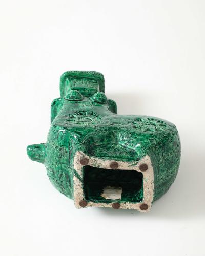 Aldo Londi Green Ceramic Therianthrope Sculpture by Aldo Londi for Bitossi Italy c 1960