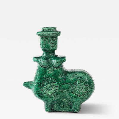 Aldo Londi Green Ceramic Therianthrope Sculpture by Aldo Londi for Bitossi Italy c 1960