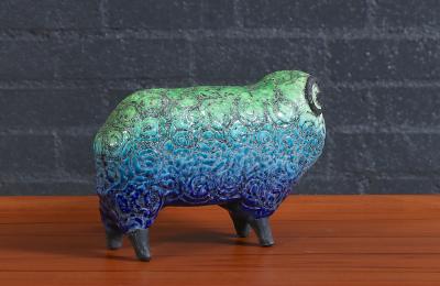 Aldo Londi Large Aldo Londi Glazed Ceramic Ram Sculpture for Bitossi Studio