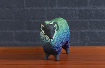 Aldo Londi Large Aldo Londi Glazed Ceramic Ram Sculpture for Bitossi Studio