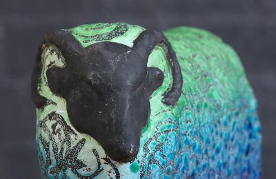 Aldo Londi Large Aldo Londi Glazed Ceramic Ram Sculpture for Bitossi Studio