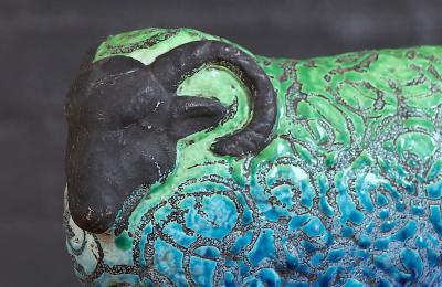 Aldo Londi Large Aldo Londi Glazed Ceramic Ram Sculpture for Bitossi Studio