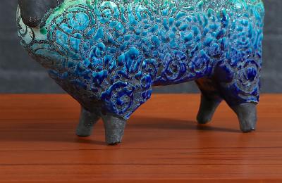 Aldo Londi Large Aldo Londi Glazed Ceramic Ram Sculpture for Bitossi Studio