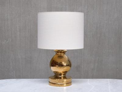 Aldo Londi Large Pair of Aldo Londi Gold Glazed Ceramic Table Lamps Luxus Vittsj 1970s