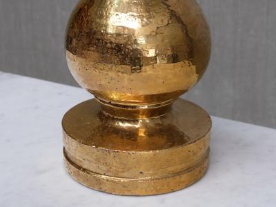 Aldo Londi Large Pair of Aldo Londi Gold Glazed Ceramic Table Lamps Luxus Vittsj 1970s