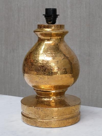 Aldo Londi Large Pair of Aldo Londi Gold Glazed Ceramic Table Lamps Luxus Vittsj 1970s