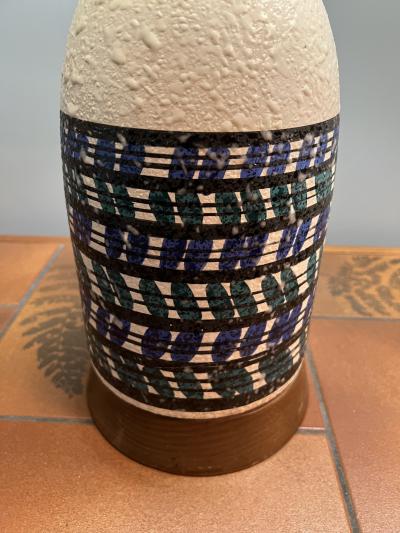 Aldo Londi MID CENTURY ITALIAN ELONGATED BOTTLE CERAMIC LAMPS WITH ORIGINAL SHADES