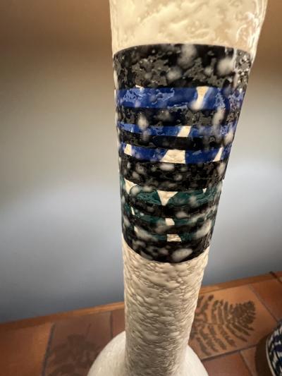 Aldo Londi MID CENTURY ITALIAN ELONGATED BOTTLE CERAMIC LAMPS WITH ORIGINAL SHADES
