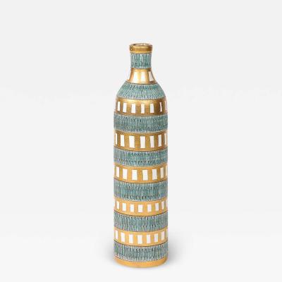 Aldo Londi Mid Century Modernist Geometric Banded Bitossi Seta Ceramic Vase by Aldo Londi