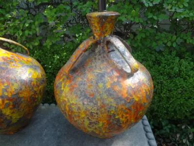 Aldo Londi Pair of Hollywood Regency Glazed Ceramic Lamps