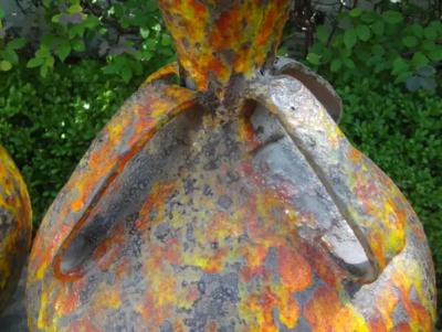 Aldo Londi Pair of Hollywood Regency Glazed Ceramic Lamps