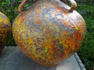 Aldo Londi Pair of Hollywood Regency Glazed Ceramic Lamps