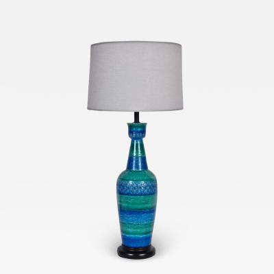 Aldo Londi Substantial Aldo Londi Bitossi Blue Green Table Lamp 1950s
