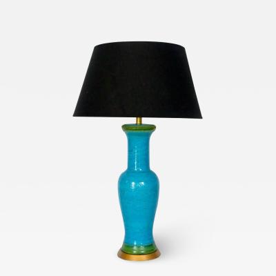 Aldo Londi Substantial Aldo Londi Bitossi Rimini Blue and Green Stripe Table Lamp 1950s