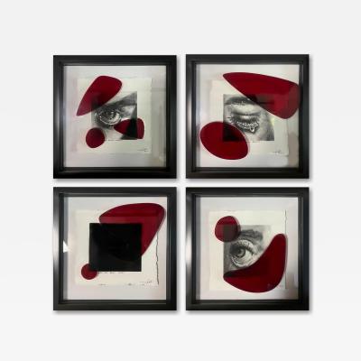 Aldo Michelangeli Mixed Media Works on Paper Organic Intervention Set of Four