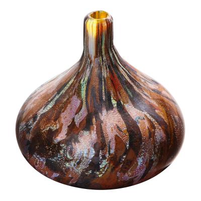 Aldo Nason Also Nason Handblown Glass Vase with Silver and Gold Foil 1960s