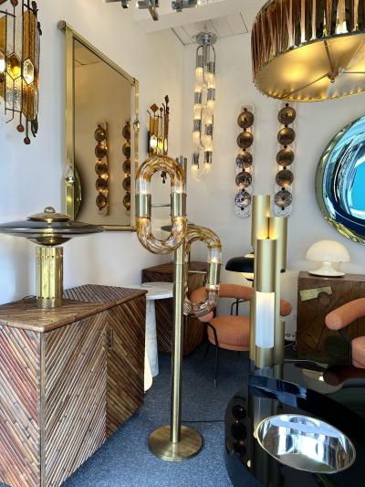 Aldo Nason Brass Chain Floor Lamp Murano Glass by Aldo Nason for Mazzega Italy 1970s