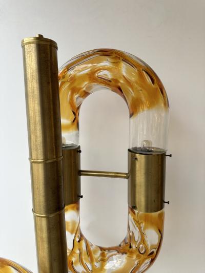 Aldo Nason Brass Chain Floor Lamp Murano Glass by Aldo Nason for Mazzega Italy 1970s
