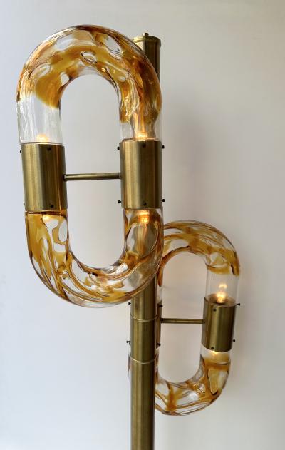 Aldo Nason Brass Chain Floor Lamp Murano Glass by Aldo Nason for Mazzega Italy 1970s